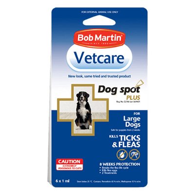 Bob Martin Vetcare Ticks & Fleas Spot On Plus for Dogs Large (6x1ml)