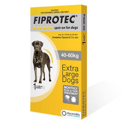 Fiprotec Spot -On for Dogs Extra Large 88 - 176lbs (Yellow)