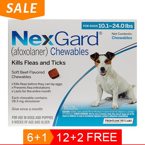 Nexgard Chewables for Medium Dogs 10.1-24 lbs (Blue) 28mg