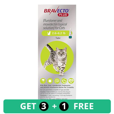 Bravecto Plus for Small Cats 112 mg (2.6 to 6.2 lbs) Green