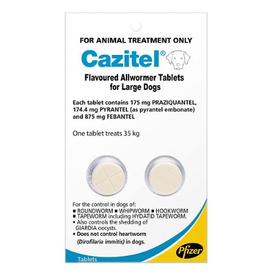 Cazitel Flavoured Allwormer For Large Dogs 77 lbs.