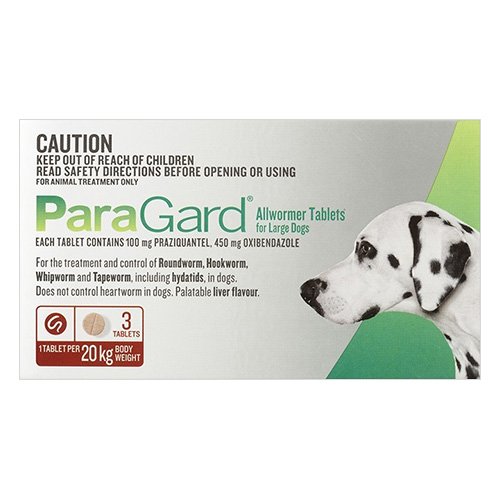 Paragard Allwormer For Large Dogs 44 lbs (20 Kg )Red