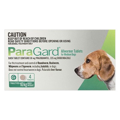 Paragard Allwormer For Medium Dogs 22 lbs (10Kg) Green