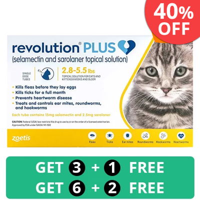 Revolution Plus for Kittens and Small Cats 2.8-5.5lbs (1.25-2.5Kg) Yellow