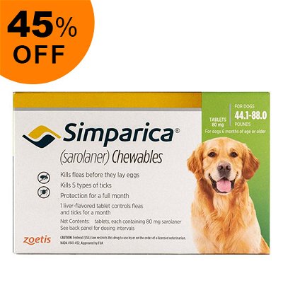 Simparica Chewables for Dogs 44.1-88 lbs (Green)