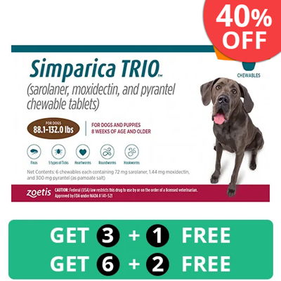 Simparica TRIO for Dogs 88.1-132 lbs (Brown)