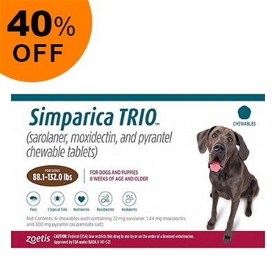 Simparica TRIO for Dogs 88.1-132 lbs (Red)