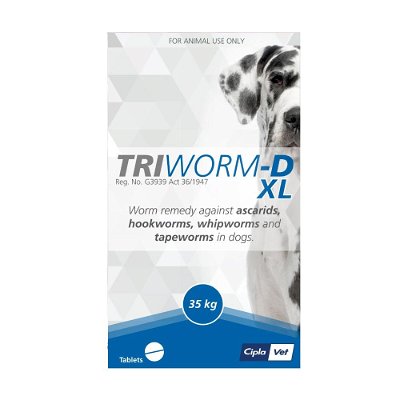 Triworm-D Dewormer For Large Dogs 77lbs (35 Kg)