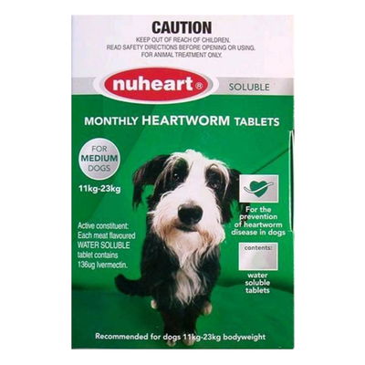 Heartgard Plus Generic Nuheart Medium Dogs 26-50lbs (Green)