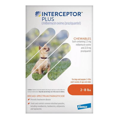 Interceptor Plus Chew (Interceptor Spectrum) For Dogs 2-8lbs (Orange)