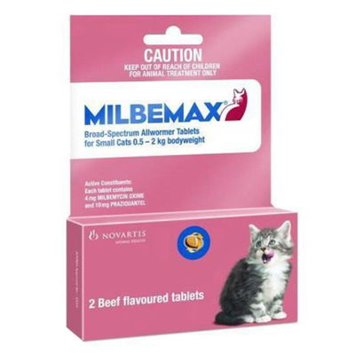 Milbemax For Small Cats 0.5 To 2 Kg - upto 4.4lbs