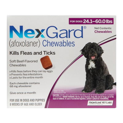 Nexgard Chewables for Large Dogs 24.1-60 lbs (Purple) 68mg