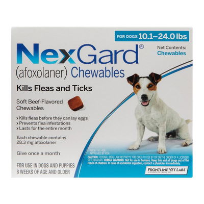 Nexgard Chewables for Medium Dogs 10.1-24 lbs (Blue) 28mg