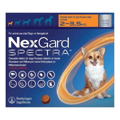 Nexgard Spectra Tab XSmall Dog 4.4-7.7 lbs Orange